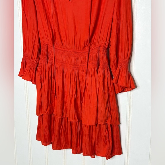 Joie Satin Mini Dress Long Sleeves Sz M 88 - Picture 4 of 9